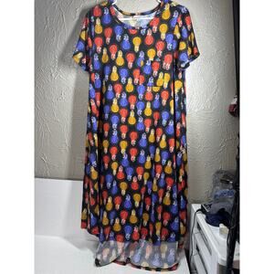 LuLaRoe‎ Carly Dress- Light Bulbs Black Red Purple Gold White Womens Size Medium